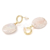 Flat Round Natural Pearl Dangle Earrings EJEW-L286-09G-2