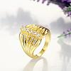 Trendy Brass Cubic Zirconia Wide Band Rings for Women RJEW-BB10653-7G-3