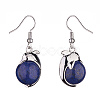 Natural Dyed Lapis Lazuli Dolphin Dangle Earrings with Crystal Rhinestone EJEW-A092-20P-10-3