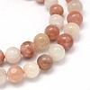 Round Natural Moonstone and Sunstone Beads Strands G-F222-03-8mm-2