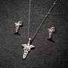 Stainless Steel Pendant Neckllace and Earrings Sets PW-WG4042D-04-1