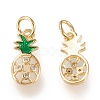 Brass Micro Pave Clear Cubic Zirconia Charms ZIRC-K086-01G-2