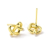 Rack Plating Brass Wire Wrapped Heart Stud Earrings with Plastic Beaded for Women EJEW-F299-02G-2