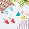 ANATTASOUL 5 Pairs 5 Colors  Alloy Bowknot with Heart Dangle Stud Earrings EJEW-AN0003-59-7