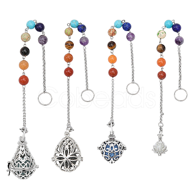 CHGCRAFT 4Pcs 4 Style Chakra Mixed Stone Dowsing Pendulum Pendant Decorations FIND-CA0006-50-1