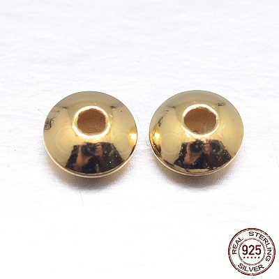 Real 18K Gold Plated Saucer 925 Sterling Silver Spacer Beads STER-M101-12-4mm-1