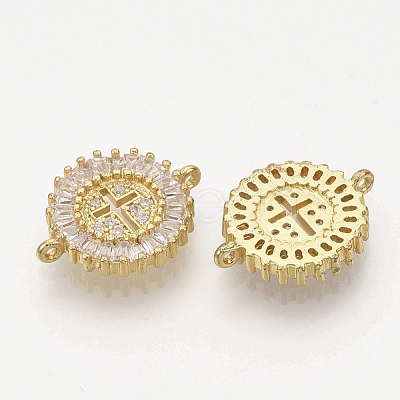 Brass Micro Pave Clear Cubic Zirconia Links connectors ZIRC-T012-62G-1