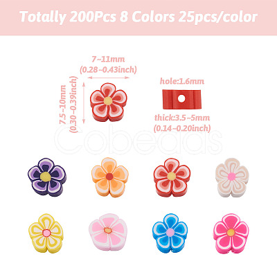 Fashewelry 200Pcs 8 Colors Handmade Polymer Clay Beads CLAY-FW0001-03-1