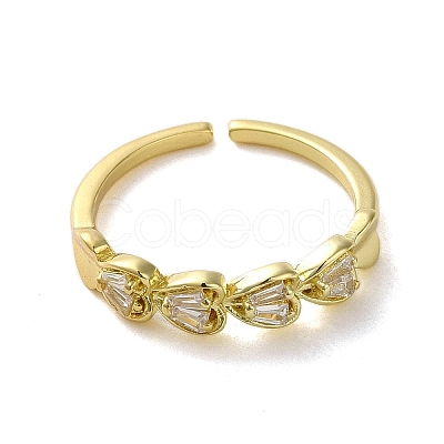 Brass with Cubic Zirconia Rings RJEW-B057-05G-1