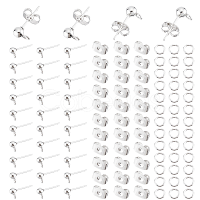 PandaHall Elite 100Pcs 304 Stainless Steel Ball Stud Earring Post FIND-PH0006-65-1