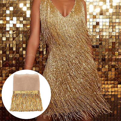 10 Yards Beading Sequins Polyester Tassel Ribbons SRIB-WH0026-12B-1