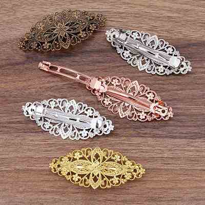 Brass Hair Barrettes OHAR-PW0001-199P-1