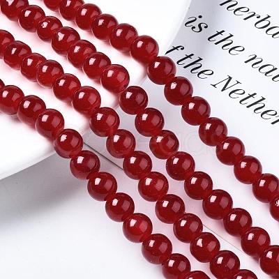 Baking Painted Imitation Jade Glass Round Bead Strands DGLA-Q021-8mm-29-1