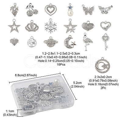 20Pcs 20 Styles Alloy Crystal Rhinestone Pendants FIND-YW0003-07-1