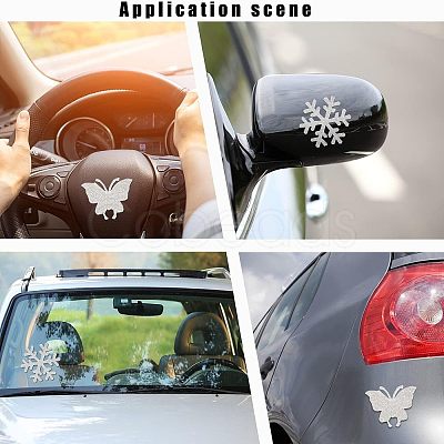 Snowflake Shape Glass Rhinestone Car Stickers RB-WH0002-02-1