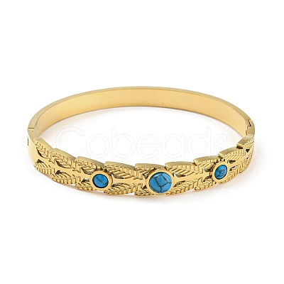 Synthetic Turquoise Beaded Bangle BJEW-G678-05G-1