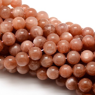 Grade AAA Natural Gemstone Sunstone Round Beads Strands G-E251-34-12mm-1