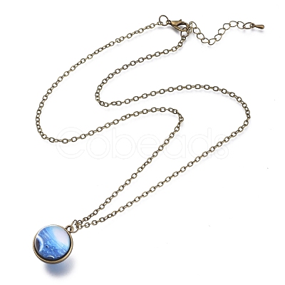 Glass Pendant Necklace NJEW-D281-B-05AB-1