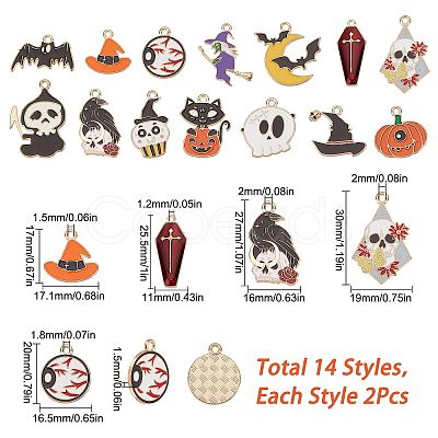 SUNNYCLUE 28Pcs 14 Styles Alloy Enamel Pendants ENAM-SC0003-36-1