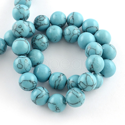 Synthetical Turquoise Gemstone Round Bead Strands TURQ-R035-6mm-03-1
