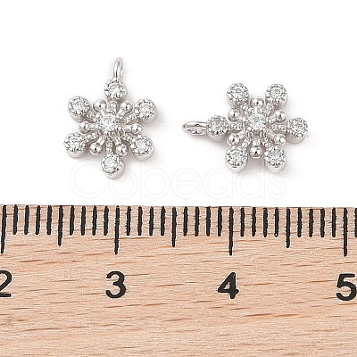 Rhodium Plated 925 Silver Pave Clear Cubic Zirconia Snowflake Charms STER-O006-03P-1