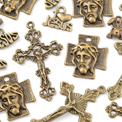 80Pcs 8 Style Easter Themed Tibetan Style Alloy Pendants FIND-LS0001-48-1