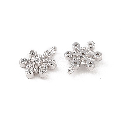 Rhodium Plated 925 Silver Pave Clear Cubic Zirconia Snowflake Charms STER-O006-03P-1