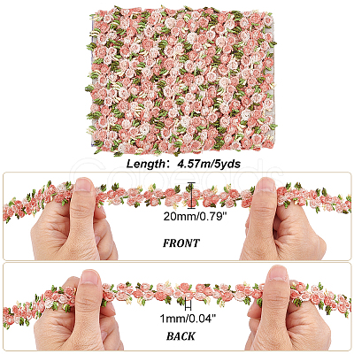 PandaHall Elite 4.6~5Yards Flower Polyester Trim Ribbon OCOR-PH0001-97F-1