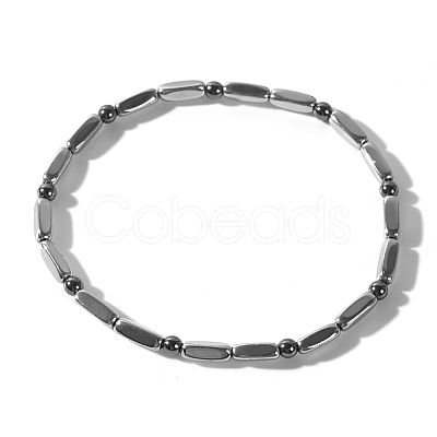 Elegant Cuboid Non-Magnetic Synthetic Hematite Beads Stretch Bracelets for Men XR1973-1