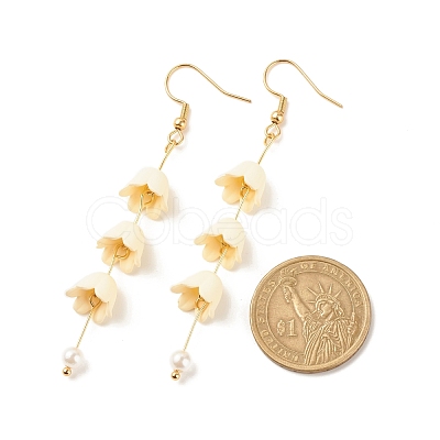 Acrylic Flower with Plastic Pearl Long Dangle Earrings EJEW-JE04941-05-1