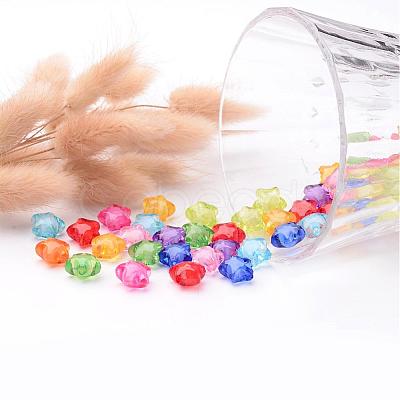 Transparent Mixed Color Acrylic Star Beads X-TACR-S091-12mm-M-1