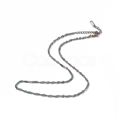 Ion Plating(IP) 304 Stainless Steel Singapore Chain Necklace for Men Women NJEW-K245-013D-1