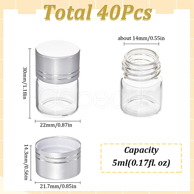 SUNNYCLUE 40Pcs Clear Glass Bottles Bead Containers CON-SC0001-15A-01-1