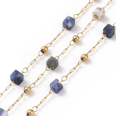 Natural Sodalite Square Beaded Chains AJEW-SZ0002-43A-1