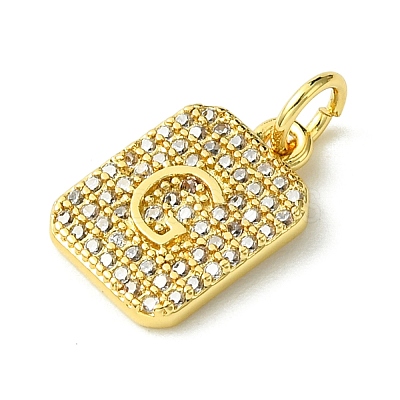 Rack Plating Brass Micro Pave Clear Cubic Zirconia Charms KK-G501-01G-G-1