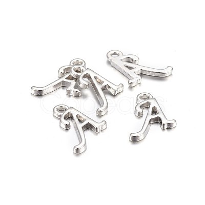 Platinum Plated Alloy Letter Pendants PALLOY-J718-01P-1