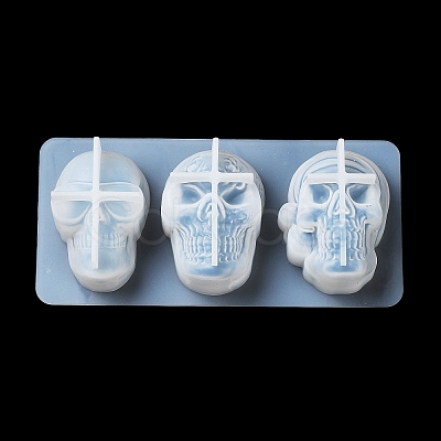 Halloween Theme Skull DIY Statue Silicone Molds DIY-P078-01A-1