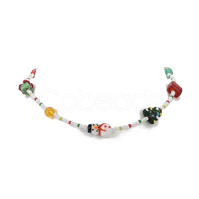 Natural Quartz Crystal & Dyed Mashan Jade & Lampwork Beaded Necklace NJEW-TA00075-1