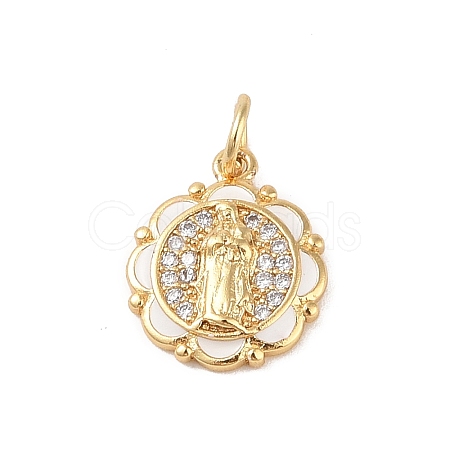 Brass Micro Pave Clear Cubic Zirconia Pendants KK-E111-31I-G-1