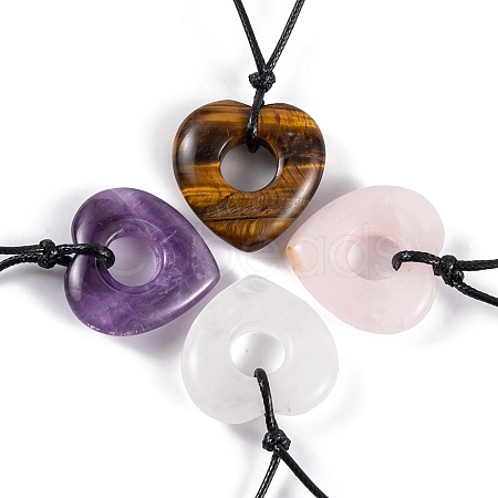 Natural Mixed Stone Pendant Necklaces NJEW-K268-01-1