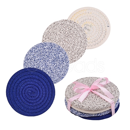 8Pcs 4 Colors Cotton Thread Weave Hot Pot Holders DIY-SZ0004-23-1