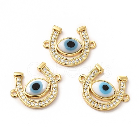 Rack Plating Real 18K Gold Plated Brass Micro Pave Clear Cubic Zirconia Connector Charms ZIRC-L102-01G-06-1