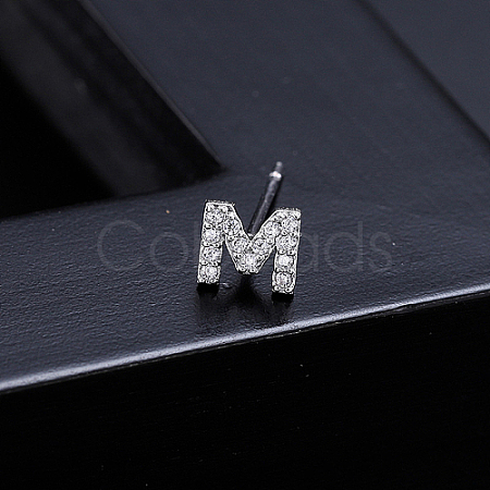 Platinum Brass Micro Pave Cubic Zirconia Stud Earrings XI6969-13-1