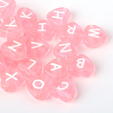 Cheap Transparent Acrylic Heart Horizontal Hole Letter Beads Online Store 