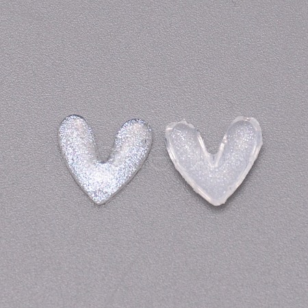 3D Heart with Glitter Powder Resin Cabochons MRMJ-TAC0004-26C-1