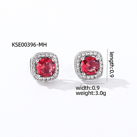 Elegant Zircon Square Stud Earrings for Women TY1635-12-1