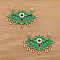 Alloy Enamel Chandelier Component Links, Flower, Green, 45x30mm, 30pcs/set