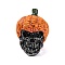 Halloween Ornaments, Resin Pumpkin Skull Figurines for Home Desktop Decoration, Dark Orange, 98.8x69x76.2mm