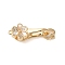 Brass Micro Pave Clear Cubic Zirconia Fold Over Clasps, with White Shell, Flower, Real 18K Gold Plated, 29mm, Hole: 1.2mm