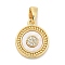 Brass Micro Pave Cubic Zirconia Pendents, with Shell Charms, Real 18K Gold Plated, 13.5x11.5x2.5mm, Hole: 5mm